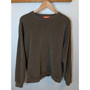 Negative Space Olive Green Ribbed Knit Sweater Crew Neck Men's Large Casual